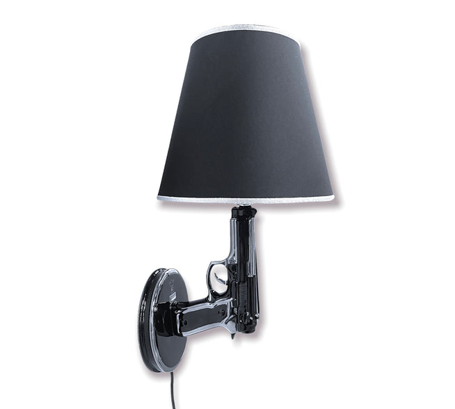 Wandlamp Gun 9mm Black Silver