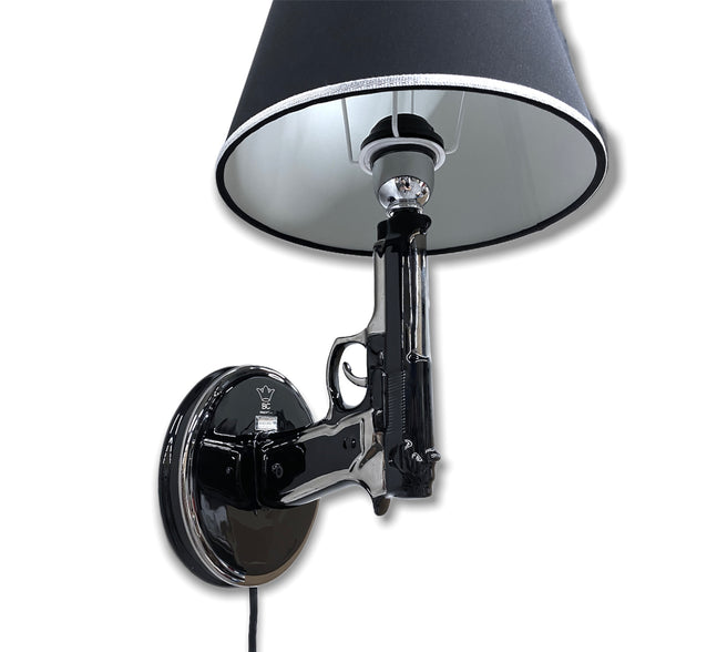 Wandlamp Gun 9mm Black Silver